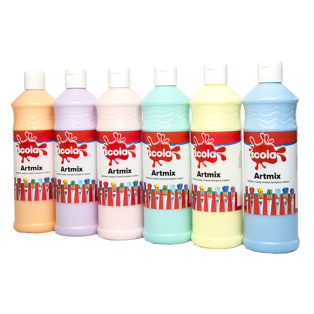 6 x 600 ml Scola Ready Mixed Poster Paint Pastel Colours Kids Paint eBay