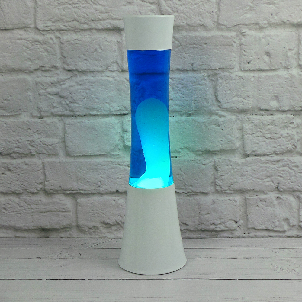 Bliss Motion große Lava Lampe entspannend hellblau Liquid White Wax