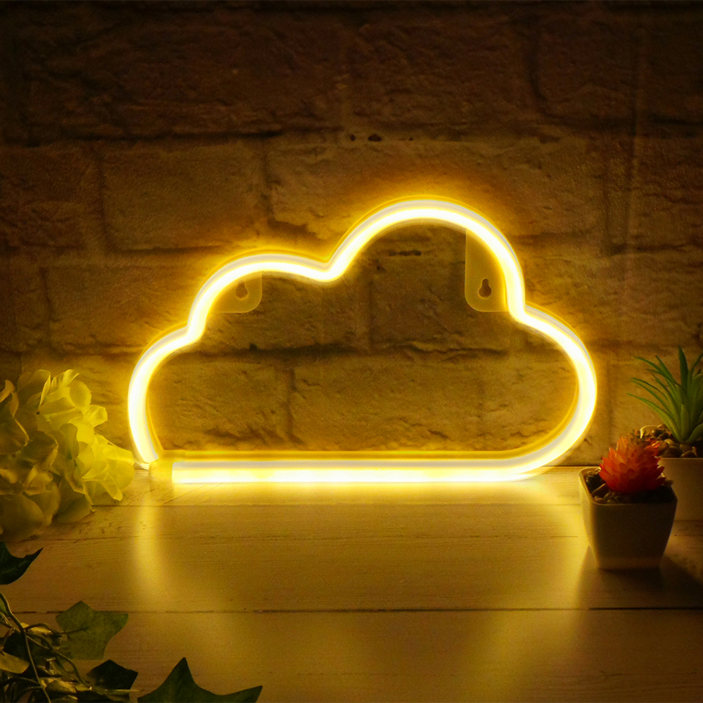 White Cloud LED Neon Light Sign Wall Light Stand Bar Lamp Home Nursery