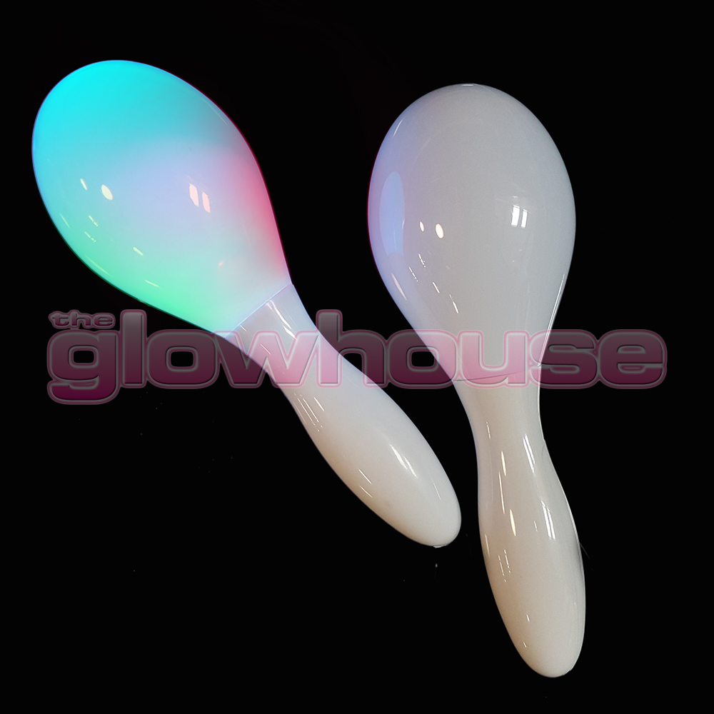 2 X Flashing Multi Colour LED Maracas Light Up Neon Sensory Maracas